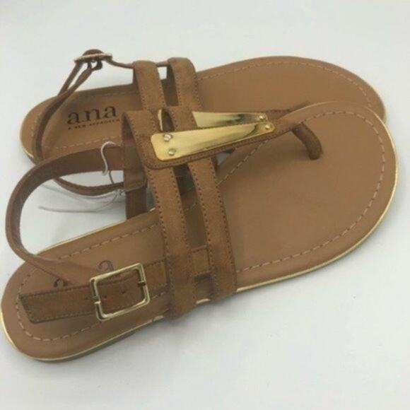 A.n.a Sweeny Cognac & Gold Sandals size 6.5 - Picture 7 of 7